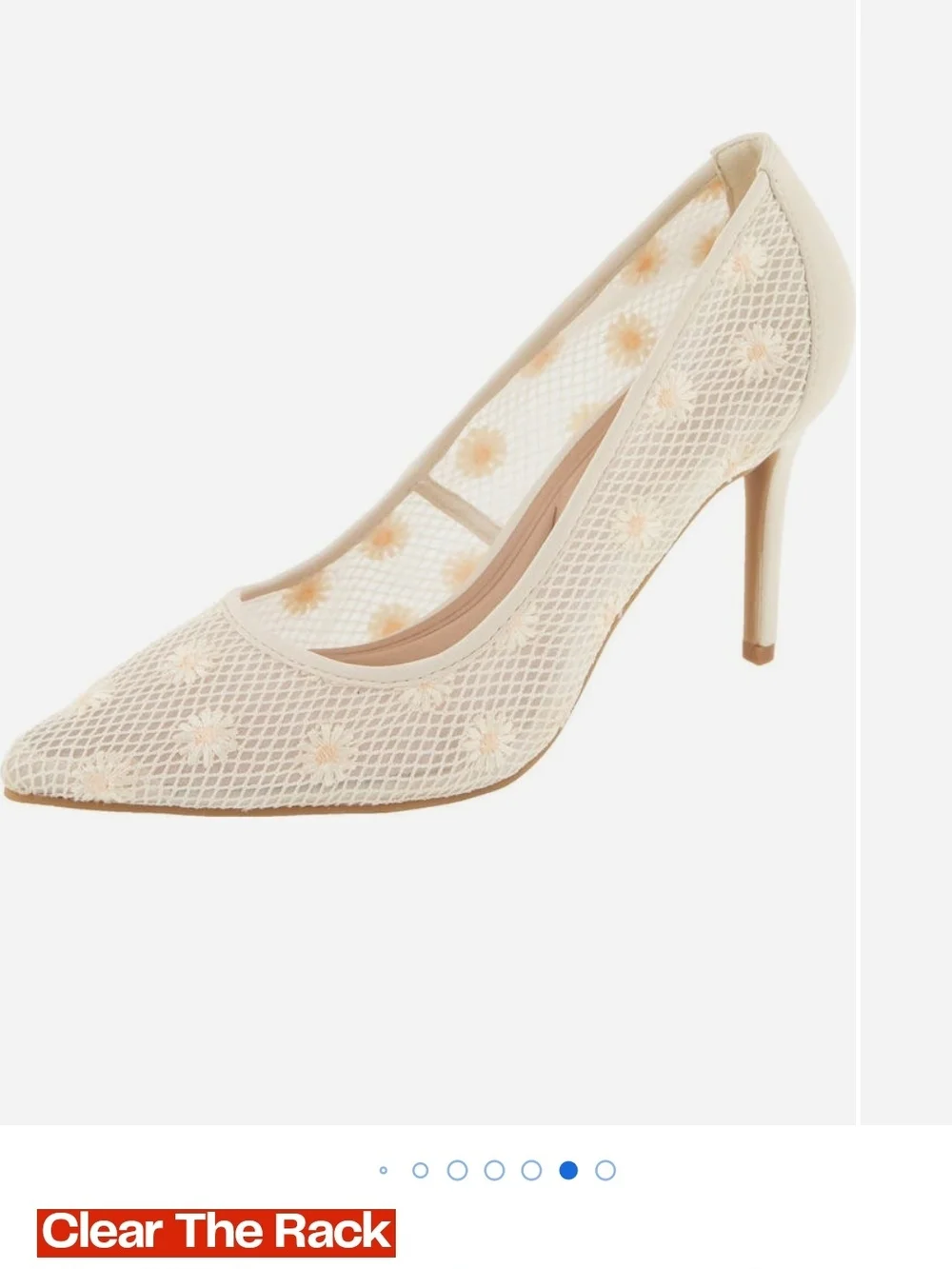 BCBGeneration Women's Pointed Mesh Daisy Pump in Ivory Heel 3 1/3 in
